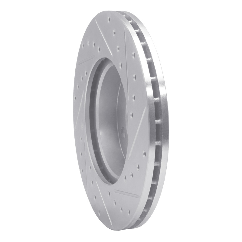 Volkswagen EuroVan Brake Rotor (1) - Front Left - R1 Concepts - Drilled & Slotted - Silver - `96-`00